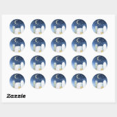 Sticker Rond Baby shower Blue Moon et Stars (Feuille)