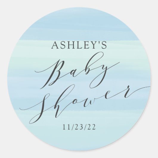 Sticker Rond Baby shower Blue Stripes (Devant)