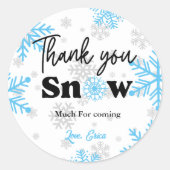 Sticker Rond Baby shower Blue Winter Snowflake Merci (Devant)