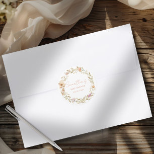 Sticker Rond Baby Shower Bohème Fleurie