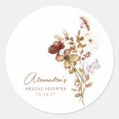 Sticker Rond Baby Shower Bohème Rustique Nature Botanique (Devant)