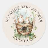Sticker Rond Baby shower Boho Animaux des bois (Devant)