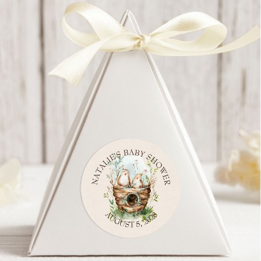 Sticker Rond Baby shower Boho Animaux des bois