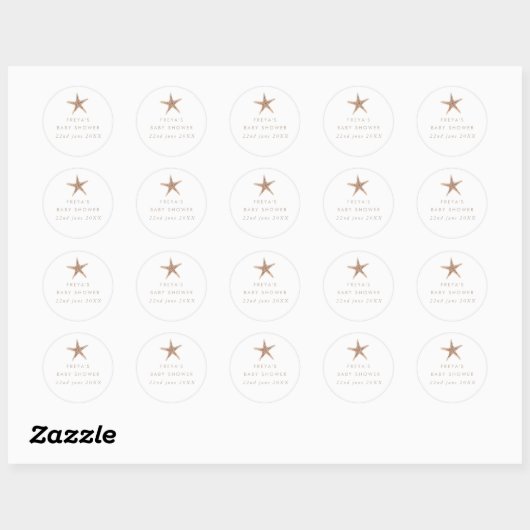 Sticker Rond Baby shower Boho Beach Shell (Feuille)