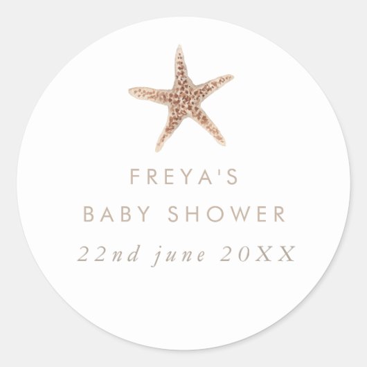 Sticker Rond Baby shower Boho Beach Shell (Devant)