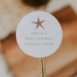 Sticker Rond Baby shower Boho Beach Shell