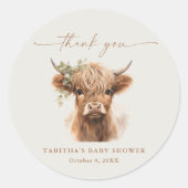 Sticker Rond Baby shower Boho Cow Couples Merci (Devant)