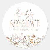 Sticker Rond Baby shower Boho Fleur sauvage En Terracotta En Fl (Devant)