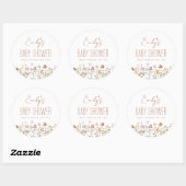 Sticker Rond Baby shower Boho Fleur sauvage En Terracotta En Fl (Feuille)