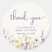Sticker Rond Baby shower Boho Fleur sauvage Merci  (Devant)