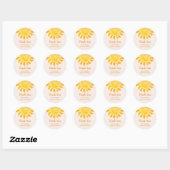Sticker Rond Baby shower Boho Jaune soleil Merci (Feuille)