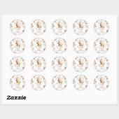 Sticker Rond Baby shower Boho Neutral Cute Dinosaur (Feuille)