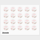 Sticker Rond Baby shower Boho rose et blanc (Feuille)