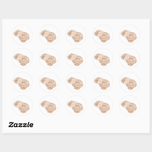 Sticker Rond Baby shower Boho Seashell (Feuille)