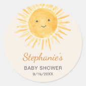 Sticker Rond Baby shower Boho Sun non sexiste (Devant)