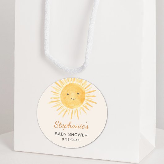 Sticker Rond Baby shower Boho Sun non sexiste