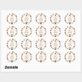 Sticker Rond Baby Shower Boho Vache (Feuille)