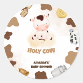 Sticker Rond Baby Shower Boho Vache (Devant)