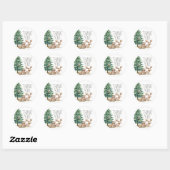 Sticker Rond Baby shower Boho Woodland Animaux (Feuille)