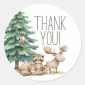 Sticker Rond Baby shower Boho Woodland Animaux (Devant)