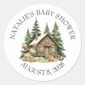 Sticker Rond Baby shower Boho Woodland Animaux (Devant)