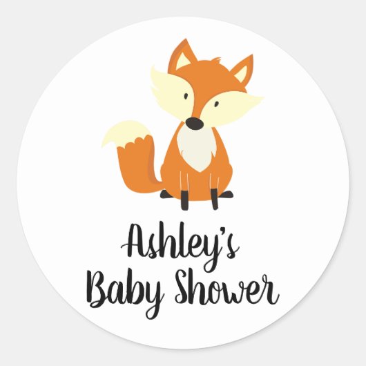 Sticker Rond Baby shower boisé de mûre Fox (Devant)