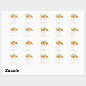 Sticker Rond Baby shower Botanique Citrus Orange Little Cutie (Feuille)