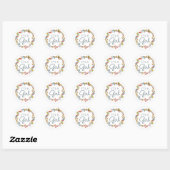 Sticker Rond Baby shower botanique d'automne (Feuille)