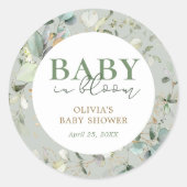 Sticker Rond Baby shower botanique d'Eucalyptus (Devant)