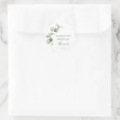 Sticker Rond Baby Shower Botanique Fleurs d'Eucalyptus pour la (Sac)