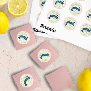 Sticker Rond Baby shower botanique jaune citron