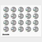 Sticker Rond Baby shower Bouteille & Moustache Faveur moderne (Feuille)