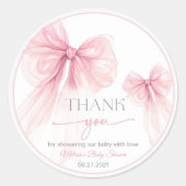 Sticker Rond Baby shower Bow Coquette (Devant)