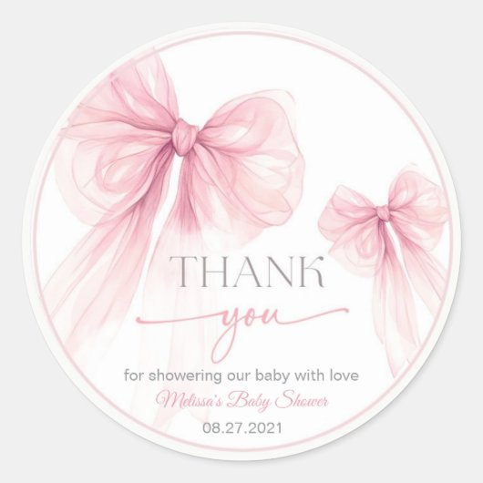 Sticker Rond Baby shower Bow Coquette (Devant)