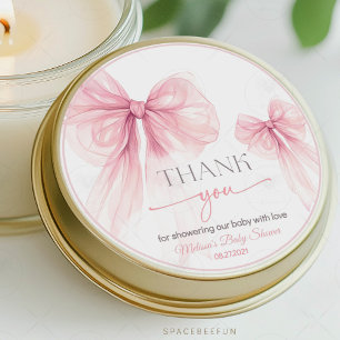 Sticker Rond Baby shower Bow Coquette