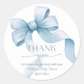 Sticker Rond Baby shower Bow Coquette Boy (Devant)