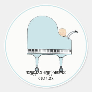Sticker Rond Baby shower Boy Music Thème