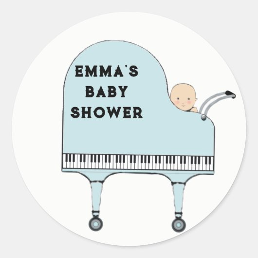 Sticker Rond Baby shower Boy Music Thème (Devant)