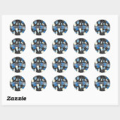 Sticker Rond Baby shower Boy Things Blue & Grey Modern Favorise (Feuille)