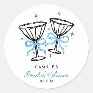 Sticker Rond Baby Shower Bridale Bulles Bleu Fantaisiste