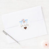 Sticker Rond Baby shower Brown Bear Blue Bow (Enveloppe)