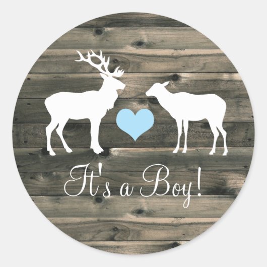 Sticker Rond Baby shower Buck and Doe (bleu) (Devant)