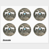Sticker Rond Baby shower Buck and Doe (bleu) (Feuille)
