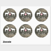 Sticker Rond Baby shower Buck and Doe (rose) (Feuille)