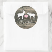 Sticker Rond Baby shower Buck and Doe (rose) (Sac)