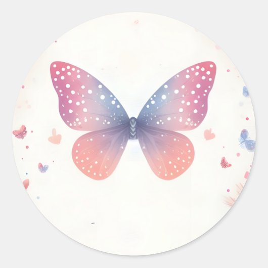 Sticker Rond Baby shower Bug Boho Soft Glow Live Butterfly (Devant)