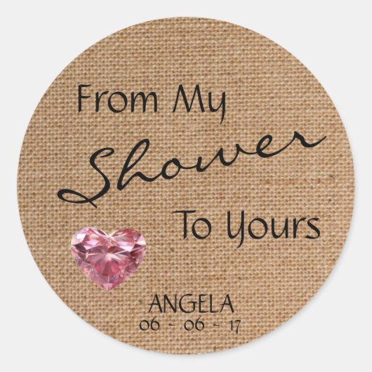 Sticker Rond baby shower Burlap (Devant)