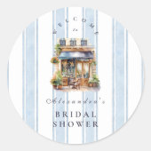 Sticker Rond Baby Shower Café Bleu Français Mariée (Devant)