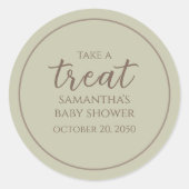Sticker Rond Baby shower Calligraphie mignonne Script Neutre Ge (Devant)