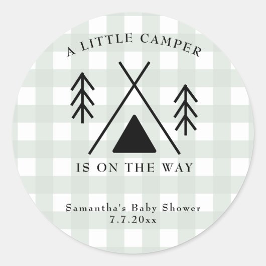 Sticker Rond Baby shower camping (Devant)